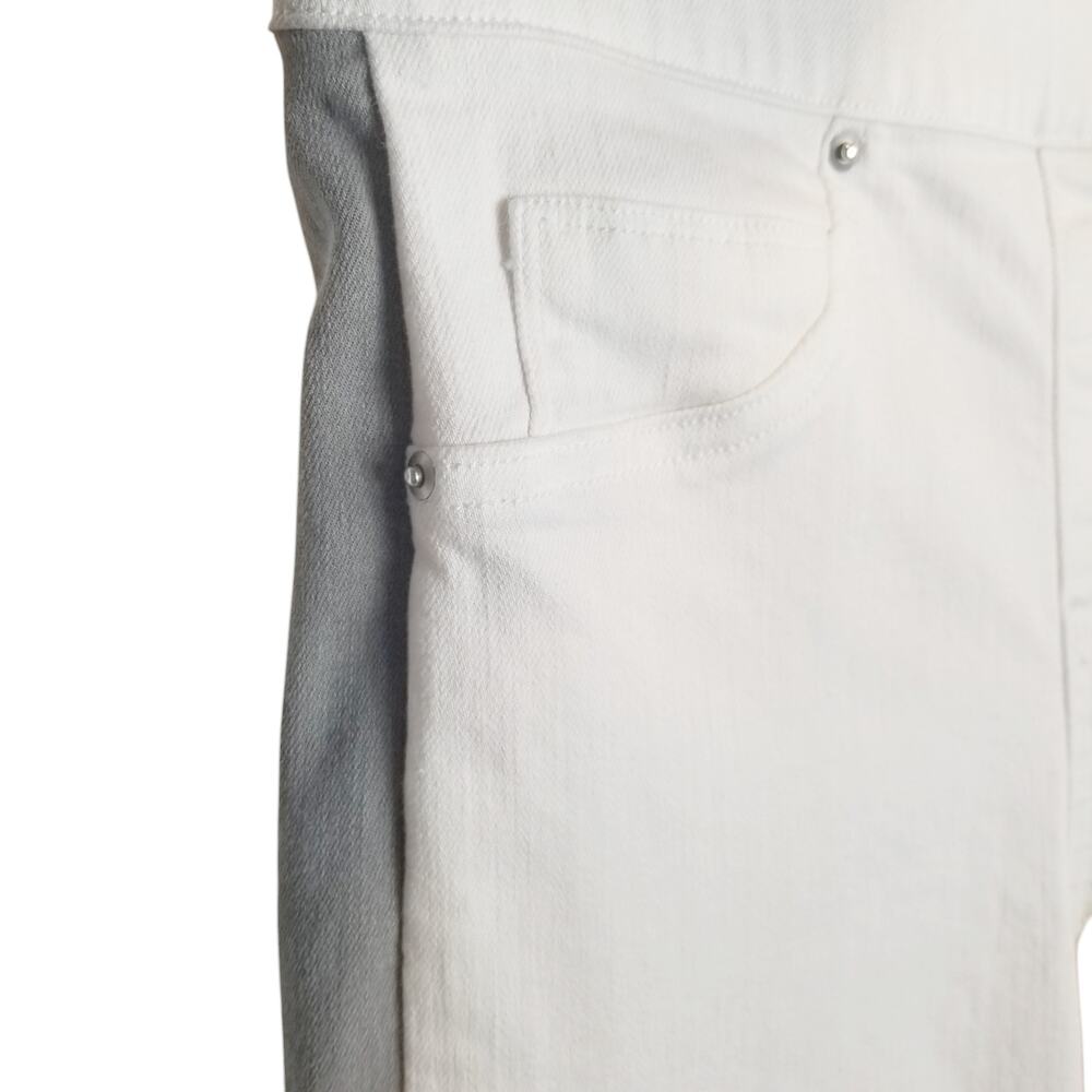 SPANX Jean-ish Ankle Skinny Pants White Charcoal Side Stripe Size Small - Picture 4 of 9